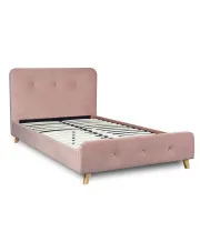 Różowe łóżko welurowe z zagłówkiem 120x200 - Entido w sklepie Edinos.pl