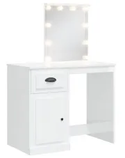 Toaletka z lustrem podświetlanym biały połysk - Eliona w sklepie Edinos.pl