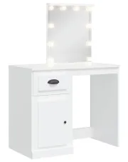 Biała toaletka z lustrem z lampkami LED - Eliona