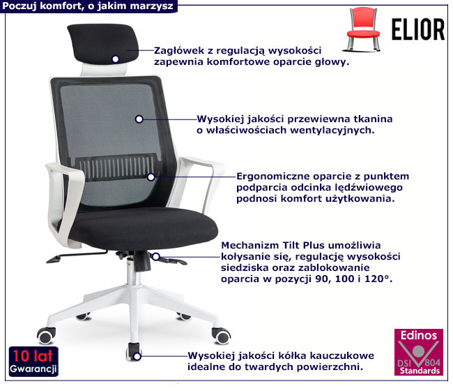 Czarny fotel biurowy ergonomiczny Hres
