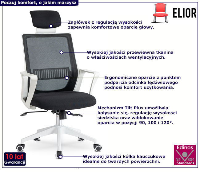 Czarny fotel biurowy ergonomiczny Zanari
