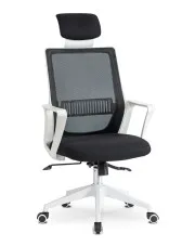 Czarny fotel biurowy z regulowanym zagłówkiem - Hres