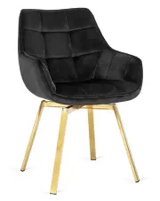 Czarne obrotowe krzesło do toaletki glamour - Daco w sklepie Edinos.pl