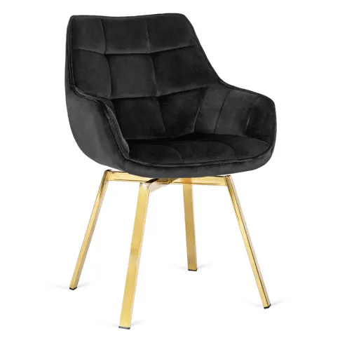 Zdjęcie produktu Czarne obrotowe krzesło do toaletki glamour - Daco.