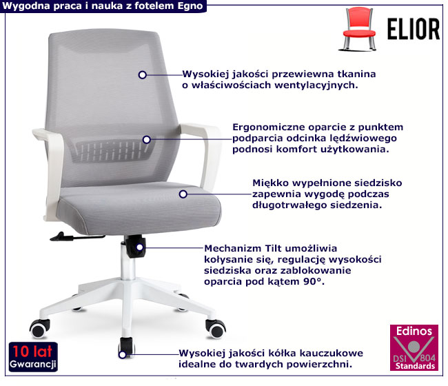 Szary fotel do komputera Olida