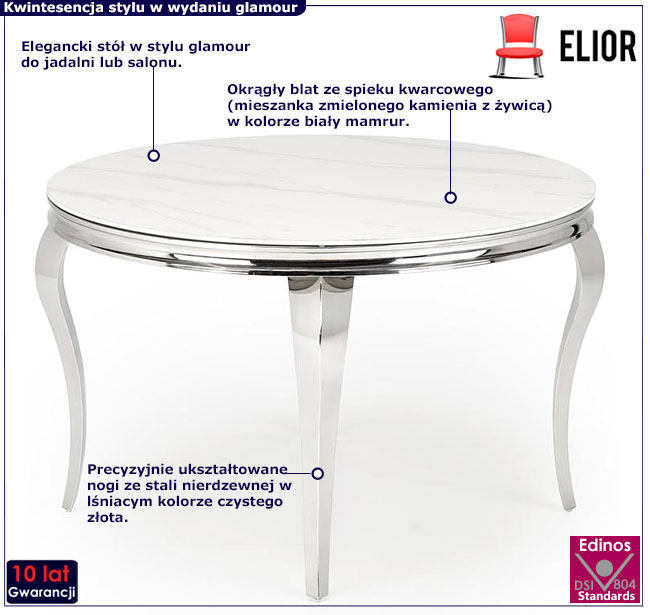 srebrny stół glamour Dalina