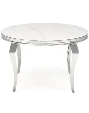 Okrągły stół glamour srebrny + biały marmur - Fedora w sklepie Edinos.pl