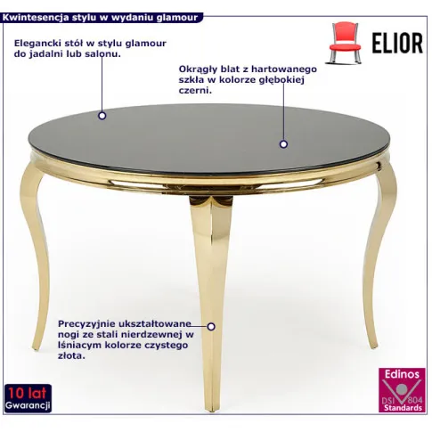 stół Fedora złoto + czerń
