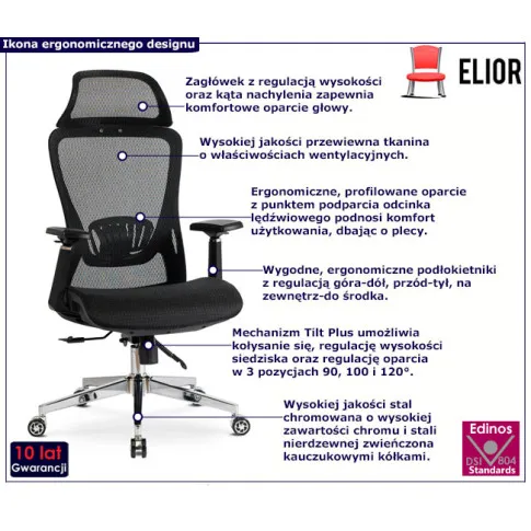 Nowoczesny fotel biurowy ergonomiczny Vemir
