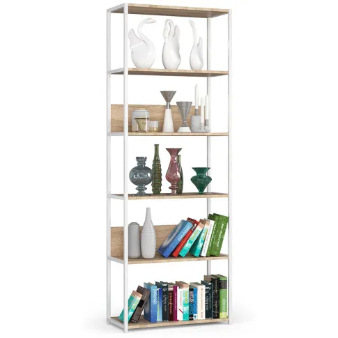 Zdjęcie produktu Otwarty regał do kuchni biały + dąb artisan - Shira 4X.