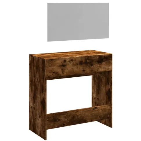 Tył zestawu biurko z toaletką do malowania i lustrem Aziona przydymiony dąb