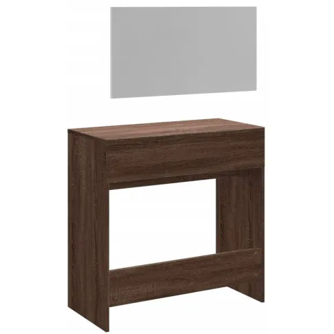 Tył zestawu toaletka z lustrem Aziona brazowy dąb