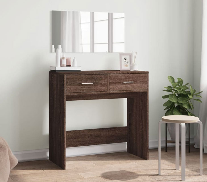 Sypialnia z biurkiem toaletka z lustrem ściennym Milu brązowy dąb