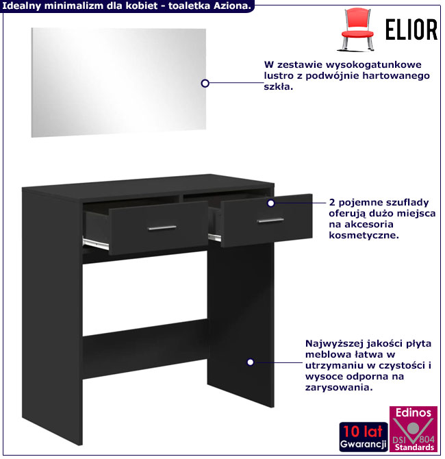 Zestaw toaletka do makijażu z lustrem Milu czarna