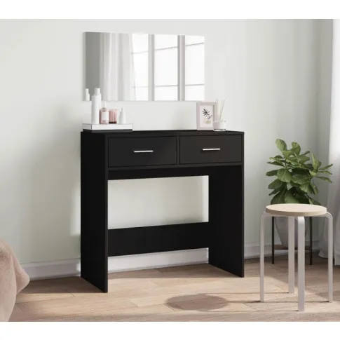 Sypialnia z wykorzystaniem czarnego biurka toaletki Aziona