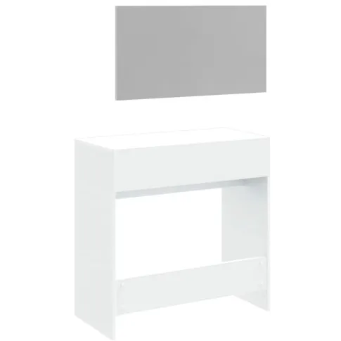 Tył kompletu białe biurko z lsutrem ściennym Aziona
