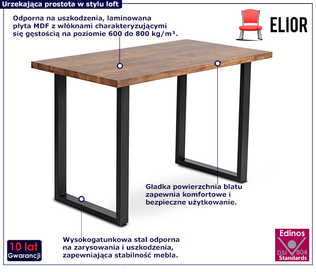 Industrialny stół dąb rustykalny Nola 3X
