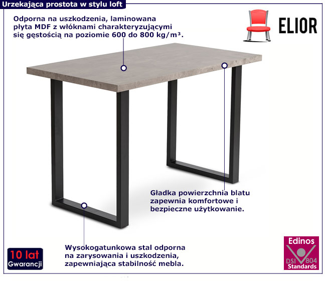 Industrialny stół beton + czarny Nola 3X