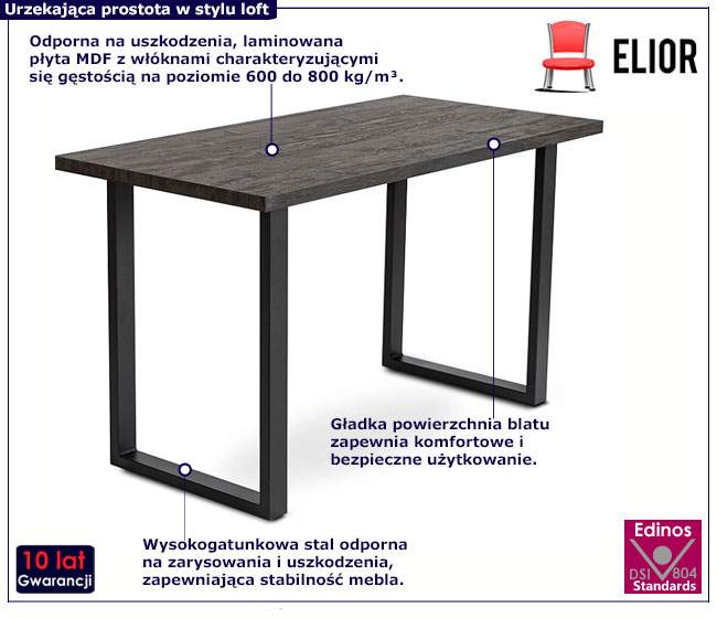 Industrialny czarny stół prostokątny Nola 4X