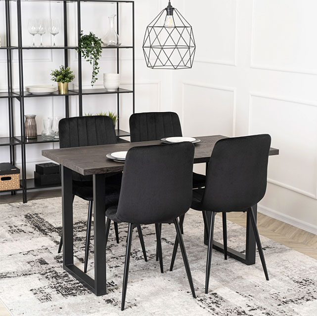 Industrialny czarny prostokątny stół Nola 4X