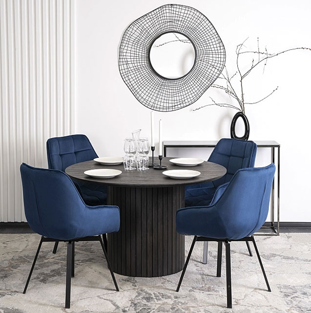 Czarny nowoczesny okrągły stół do salonu Sarus