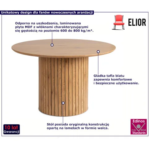 Nowoczesny stół na lamelowej podstawie Zarvin