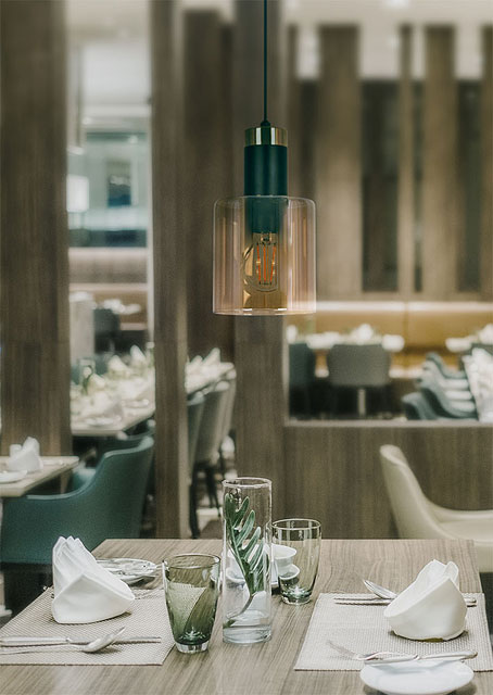 Bursztynowa pojedyncza lampa wisząca szklana A468-Solla