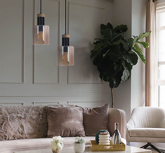 Bursztynowa podwójna lampa wisząca szklana A469-Solla