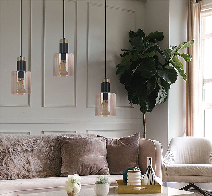 Bursztynowa potrójna lampa wisząca szklana nad stół A471-Solla