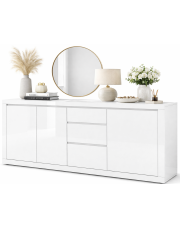 Szeroka biała komoda z szufladami i szafkami - Zafiria 6X w sklepie Edinos.pl