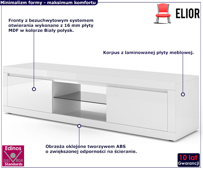 szafka pod telewizor biały połysk Zafiria 8X