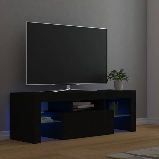 Wizualizacja szafki RTV z LED Ferdin czarny mat