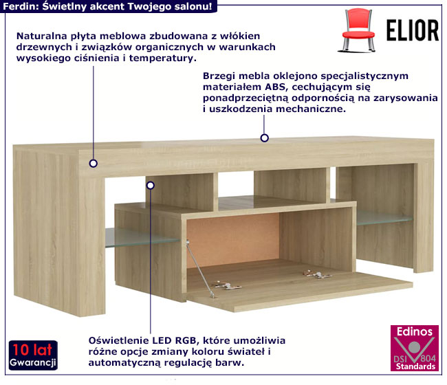 Szafka RTV z LED Artbo dąb sonoma