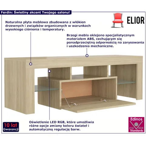 Podświetlana szafka pod telewizor Ferdin dąb sonoma