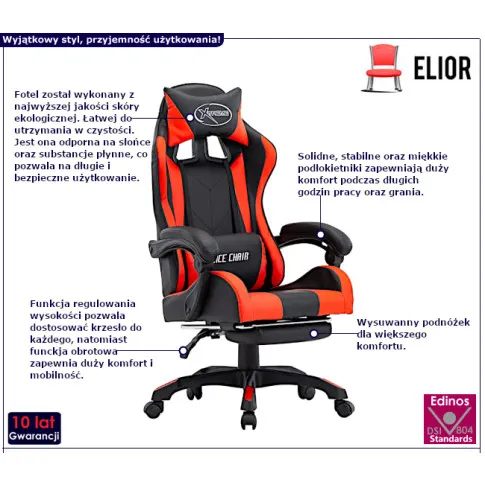 Lavre 7X czarno-czerwony fotel gamingowy