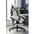 Biało czarny fotel gamingowy z podnóżkiem Arvola 3X
