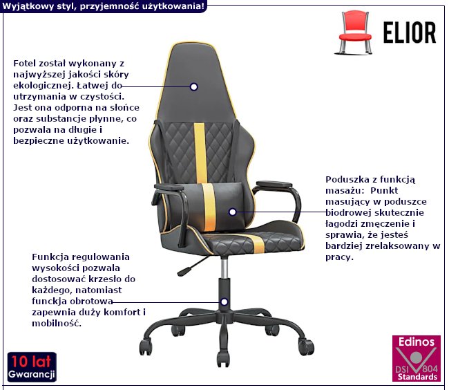 Fotel obrotowy z ekoskóry Lemur 10X