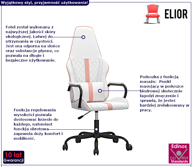Fotel obrotowy z ekoskóry Pagis 4X