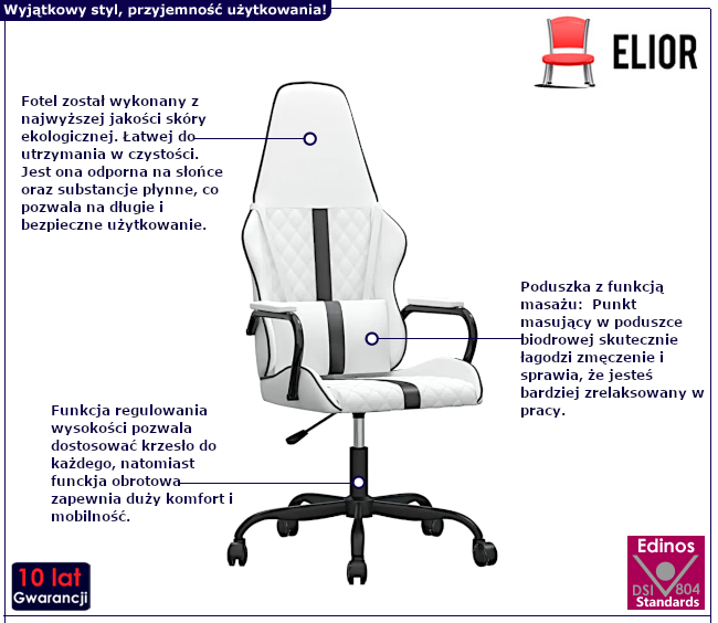 Fotel obrotowy z ekoskóry Lemur 3X