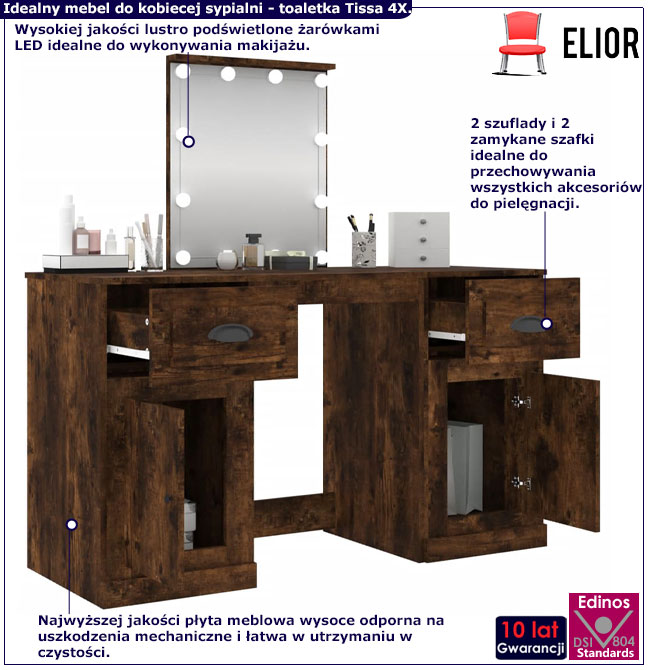 Toaletka do makijażu z lampkami led Calmo 4X