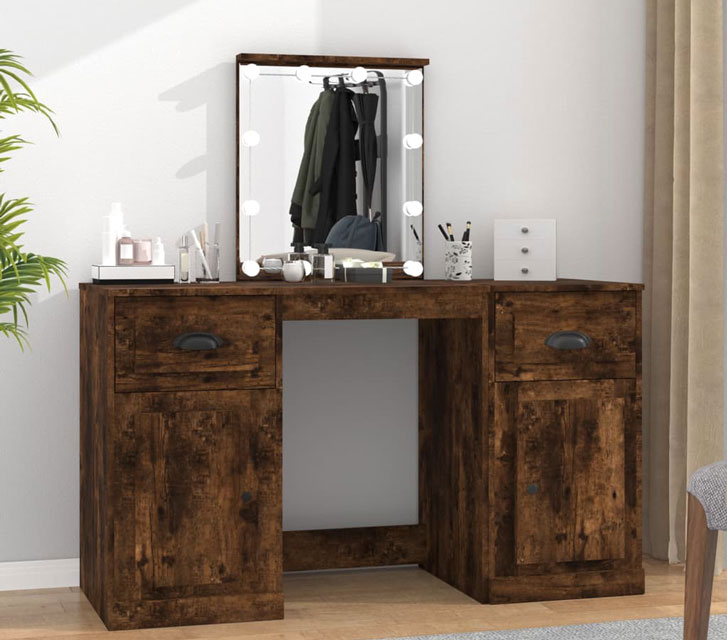 Wizualizacja toaletki podświetlanej Calmo 4X przydymiony dąb