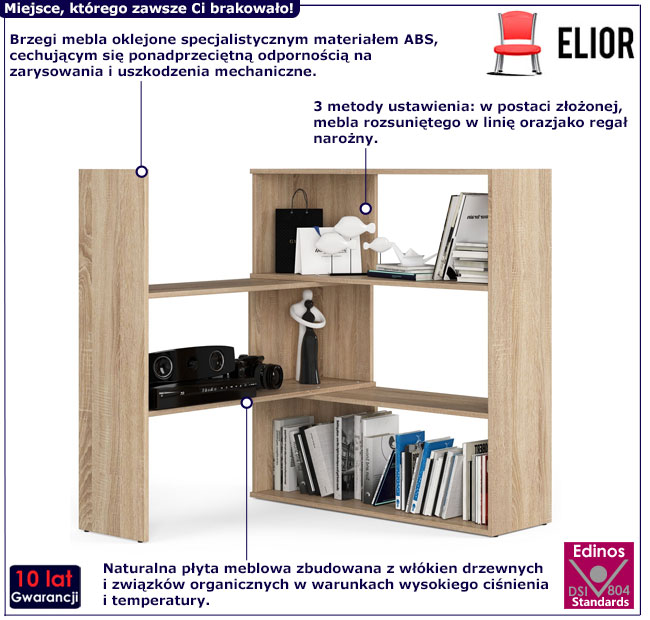 Narożny regał Fomis 4X dąb sonoma