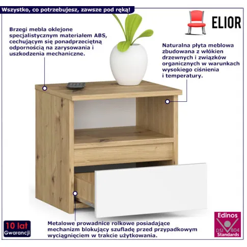  Szafka nocna 40 cm Soberi dąb artisan biały