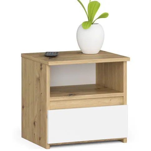 Szafka nocna w stylu skandynawskim Soberi dab artisan biały