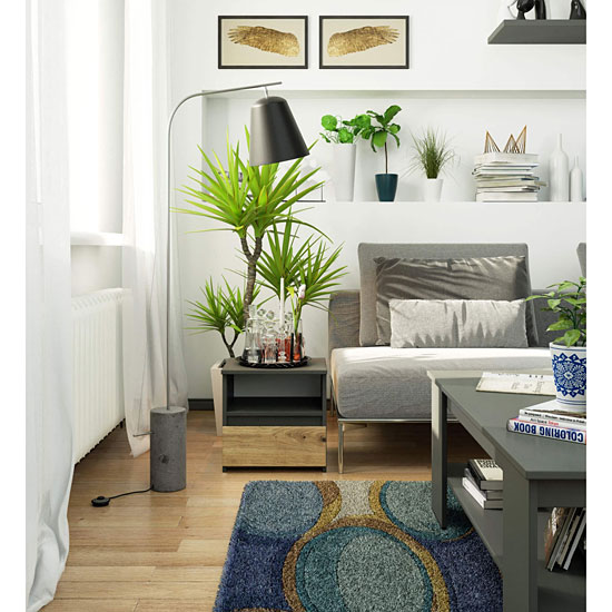 Wizualizacja szafki nocnej Morivo szary+dąb artisan