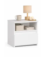 Biała klasyczna szafka nocna z szufladą - Morivo w sklepie Edinos.pl