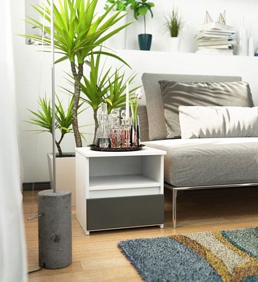 Wizualizacja szafki nocnej Morivo biały+szary