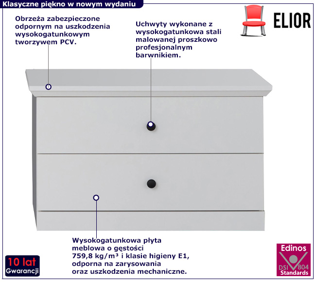 Niska biała komoda Jayden 5X