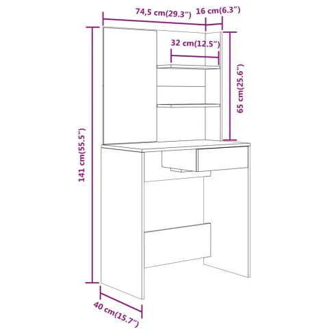 Wymiary toaletki z kompletu Rienna