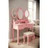 Różowa toaletka z lustrem i stołkiem w stylu rustykalnym   Savita